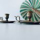 Pair of brass clover candlesticks