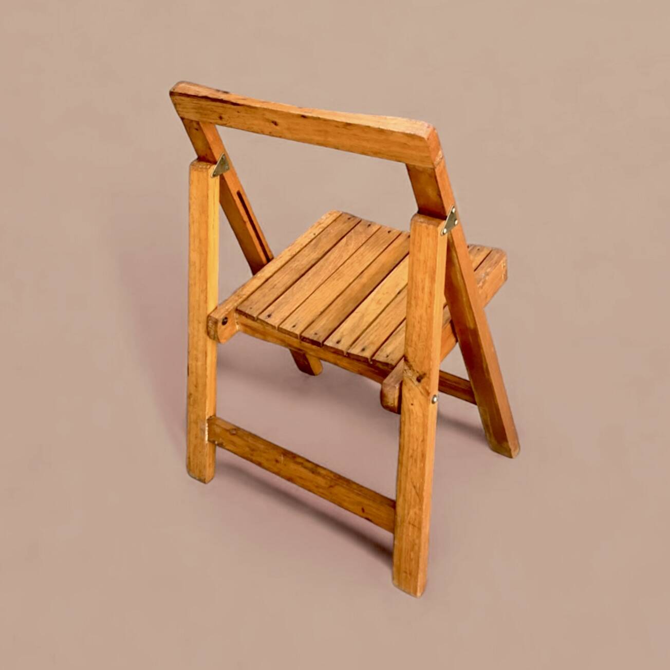 Antique varnished wooden folding chair for children
