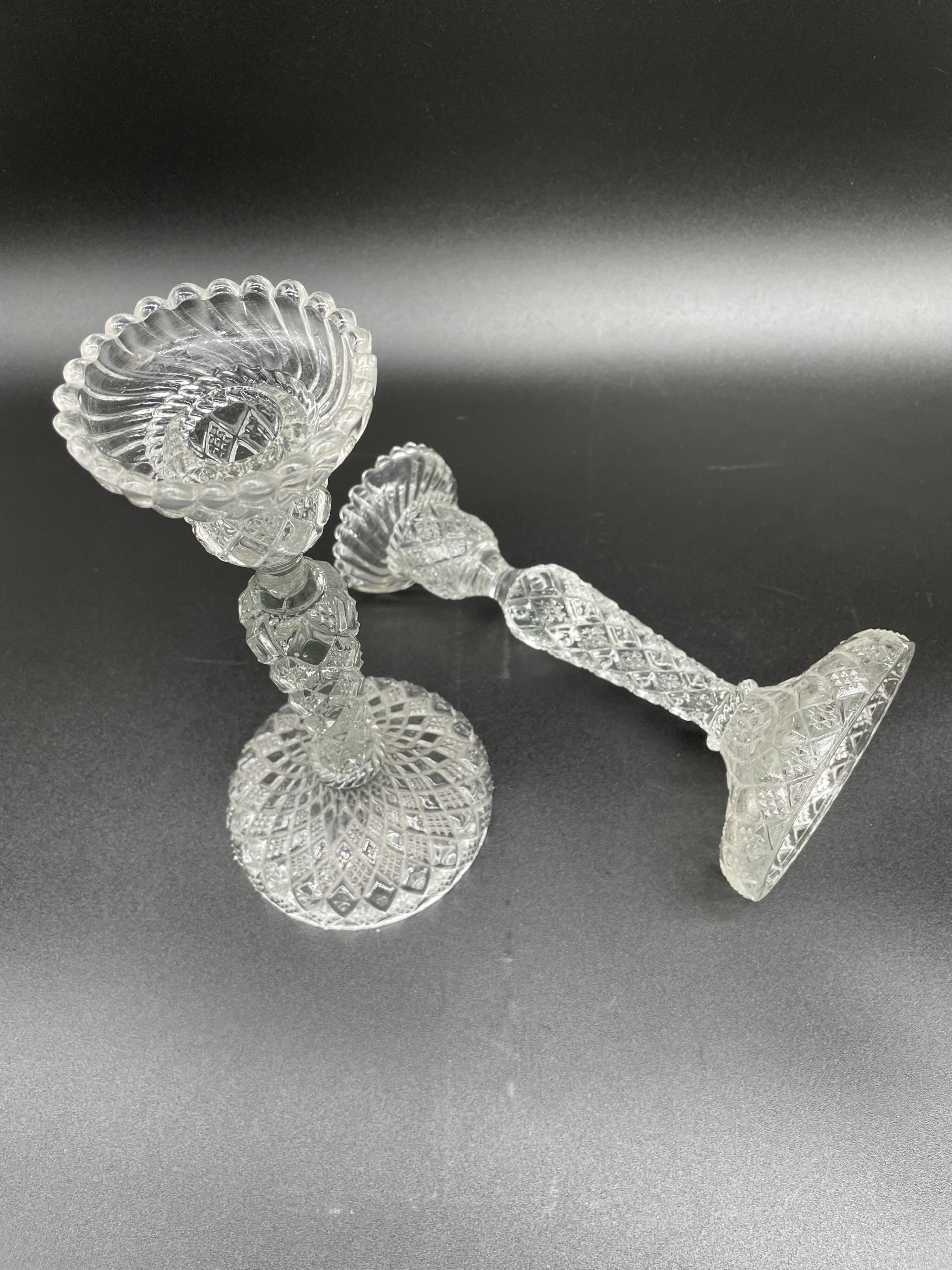 Pair of candlesticks, cut glass