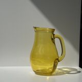 Vintage yellow glass pitcher H20.5