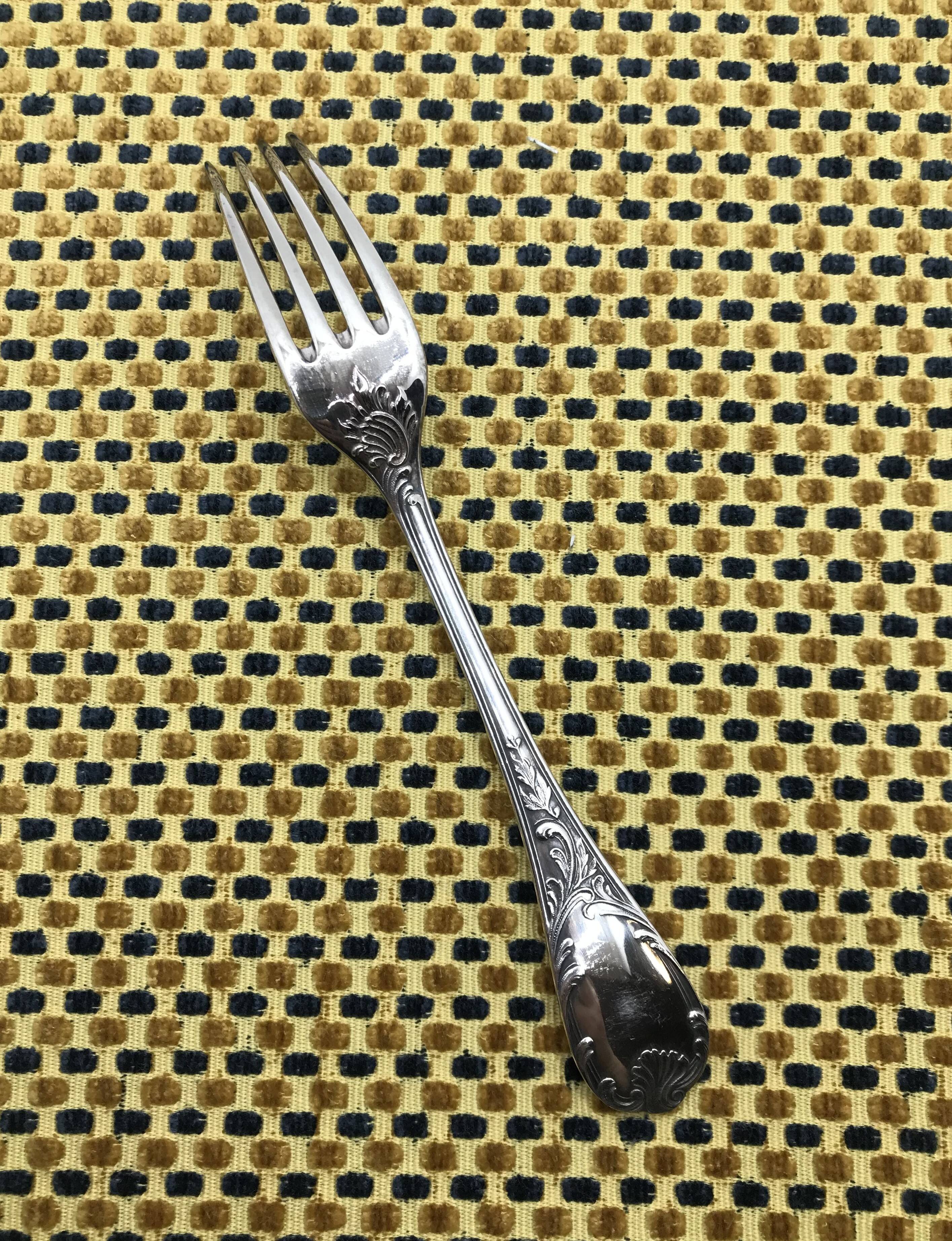 Silver-plated dessert fork from Christofle, Marly