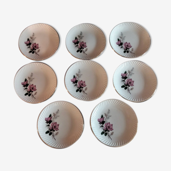 Series of eight flat plates gien model Chenonceaux