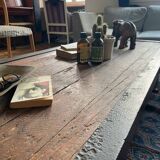 Solid oak and cast iron coffee table