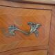 Louis XV commode - 2 drawers - floral marquetry - bronze ornament - 1950