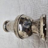 Silver-plated salt and pepper shakers and egg cups