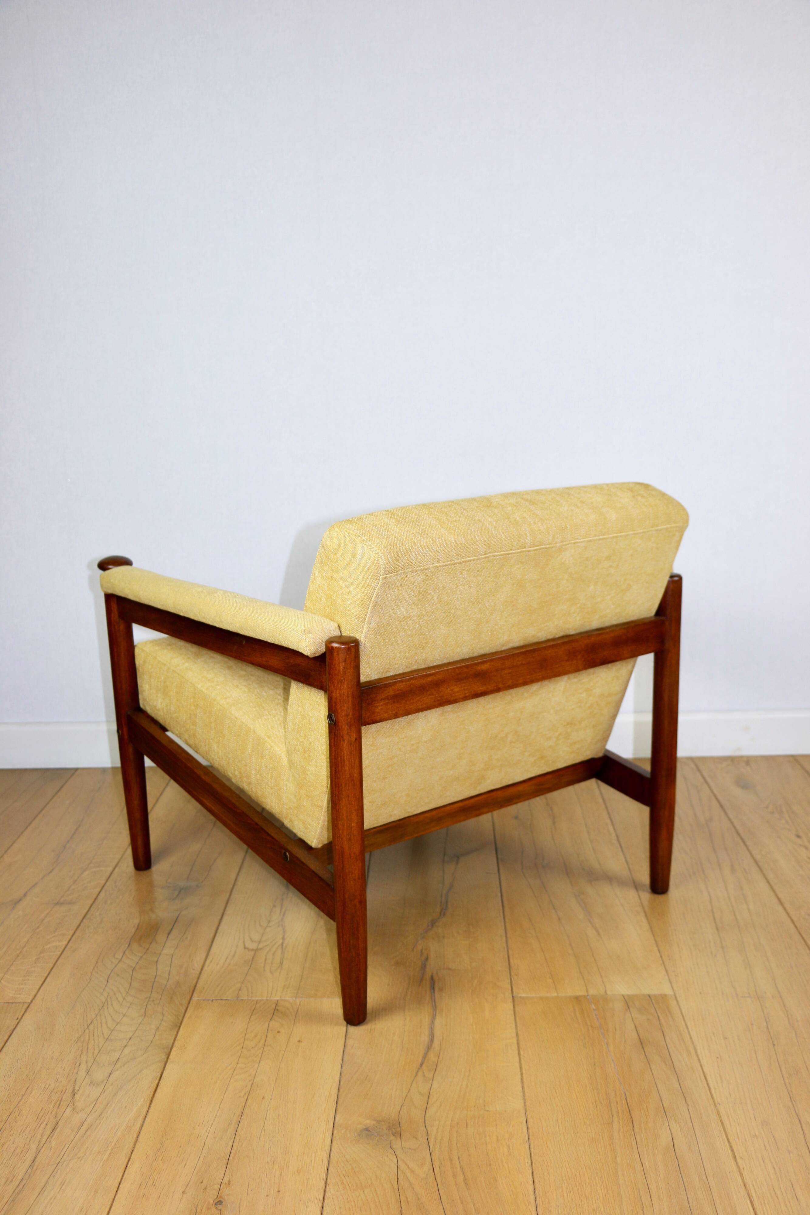 Classic PRL vintage loft armchair 70s yellow cream gold