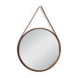 Round mirror in walnut