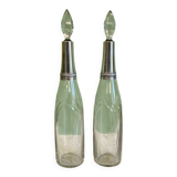 Beautiful pair of decanters from around 1910 in crystal and solid silver.