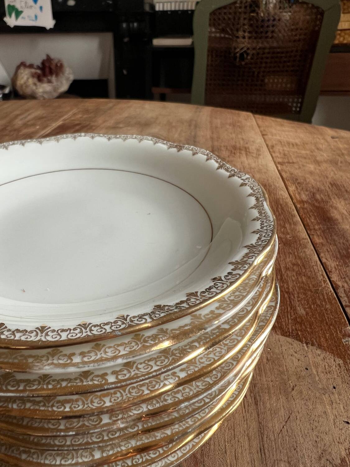 Set of 10 very small soup plates - Pommier Dureil 72 - Porcelain