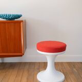Tulip stool in Plastic and Wool, Rust, Space Age Design, 1970