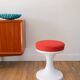 Tabouret tulipe en Plastique et Laine, Rouille, Design Space Age, 1970