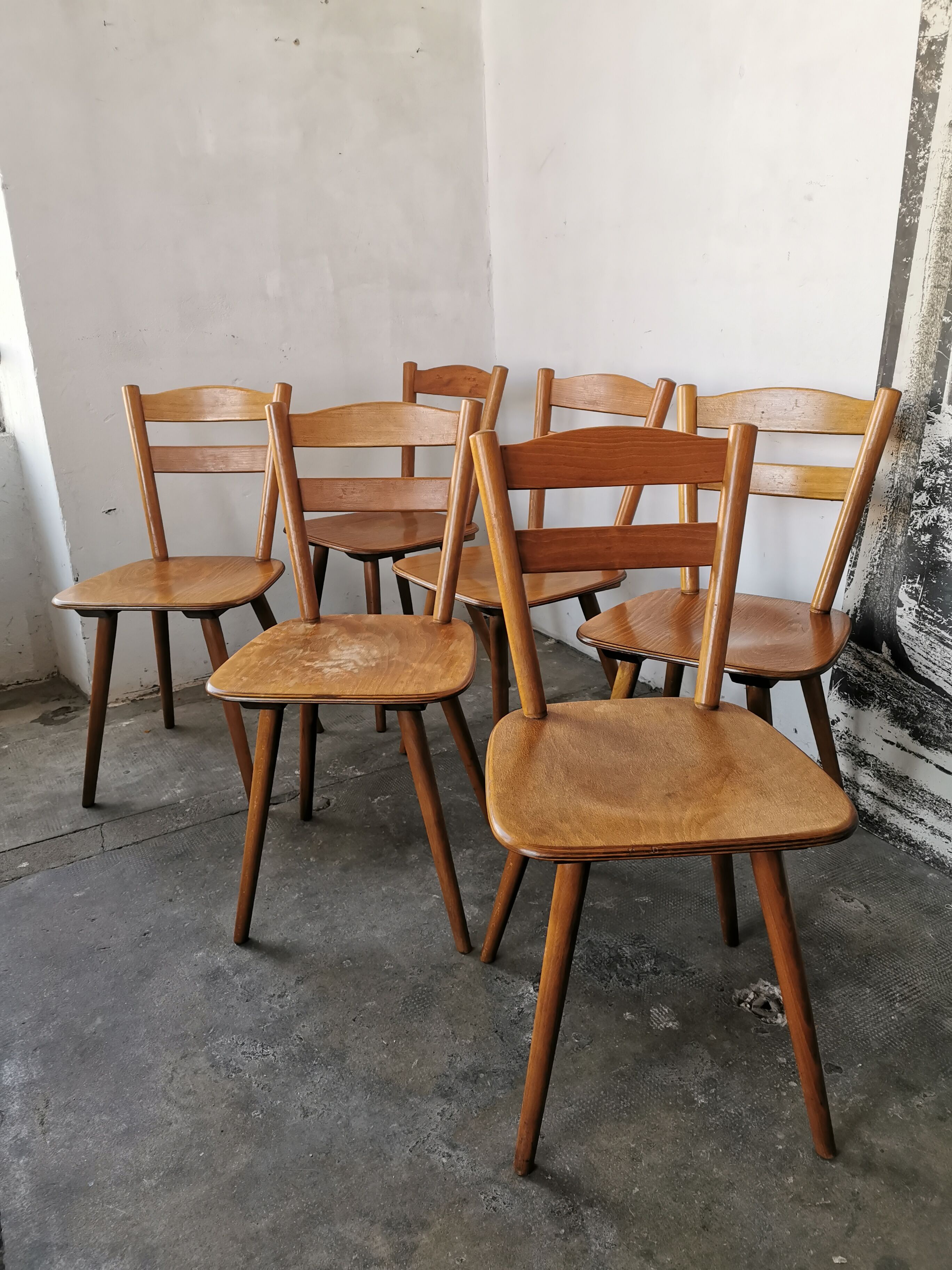 Set of 6 vintage chairs 1960 bistro