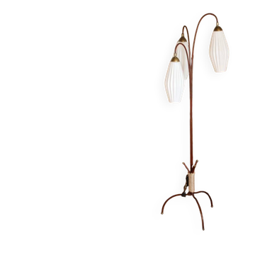 Lunel floor lamp, 3 white glass shades