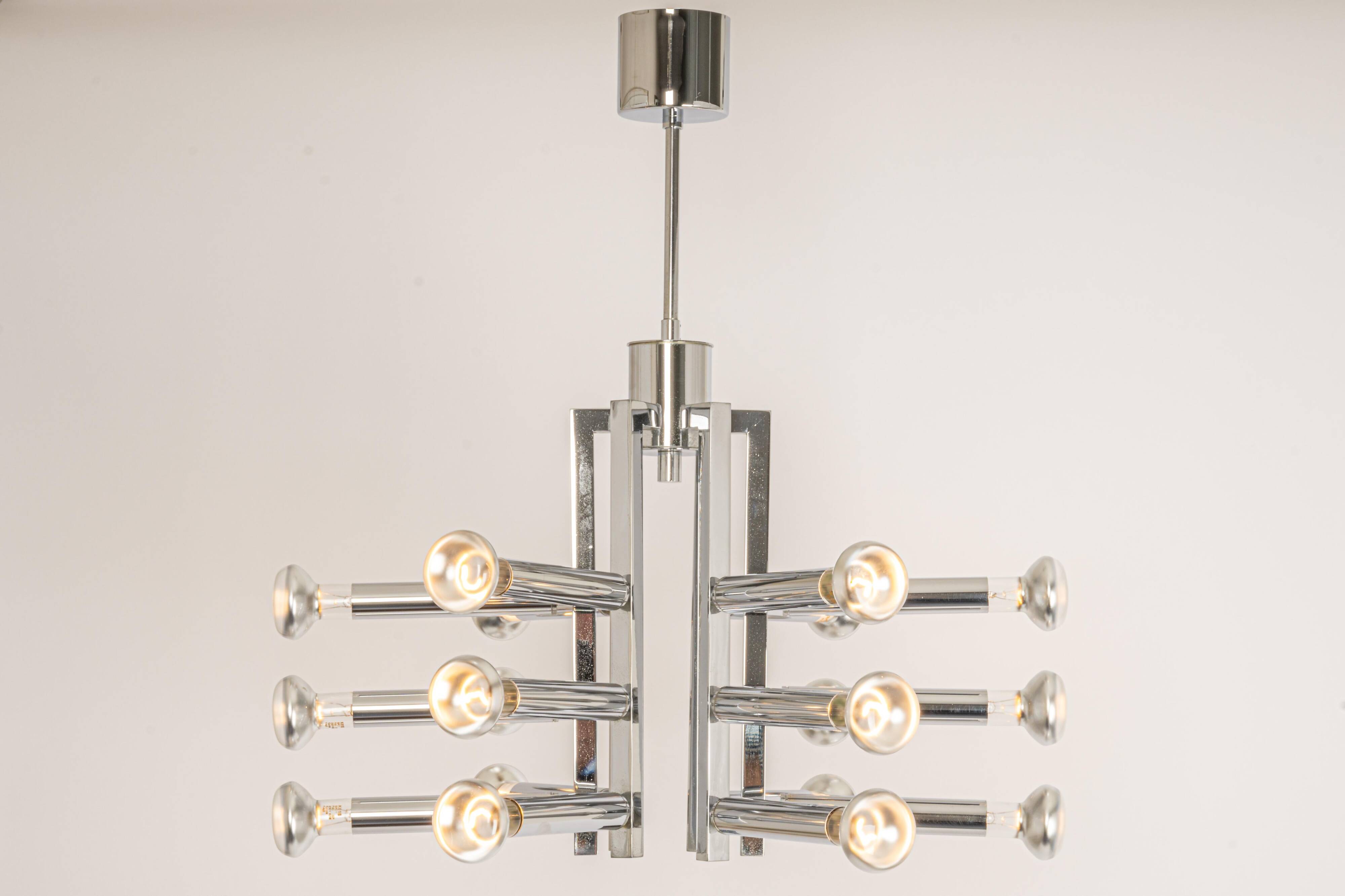 Large chrome Sputnik Atomium chandelier from the space age by Cosack, Germany, 1970s.