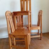 Set of 4 80s pine chairs