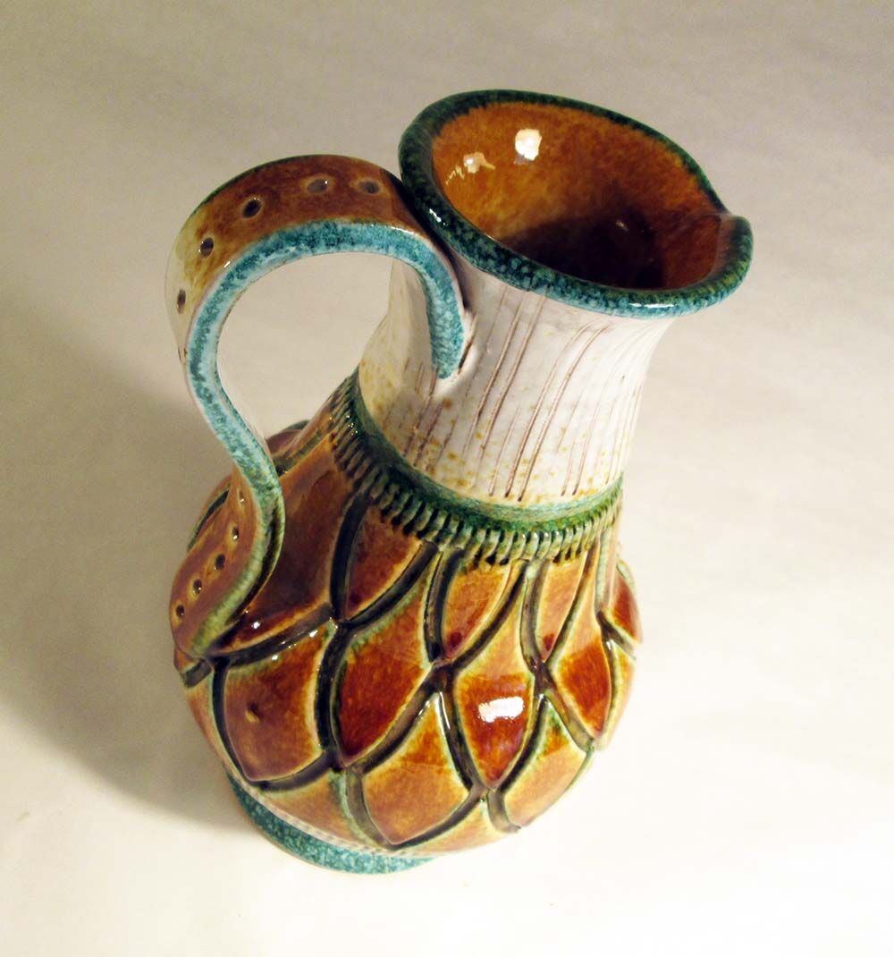Colorful ceramic pitcher