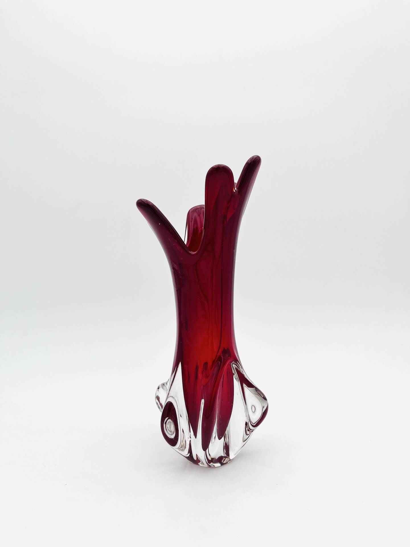 Murano Vase Fratelli Toso Chambord Sommerso Ruby Red 25.5cm