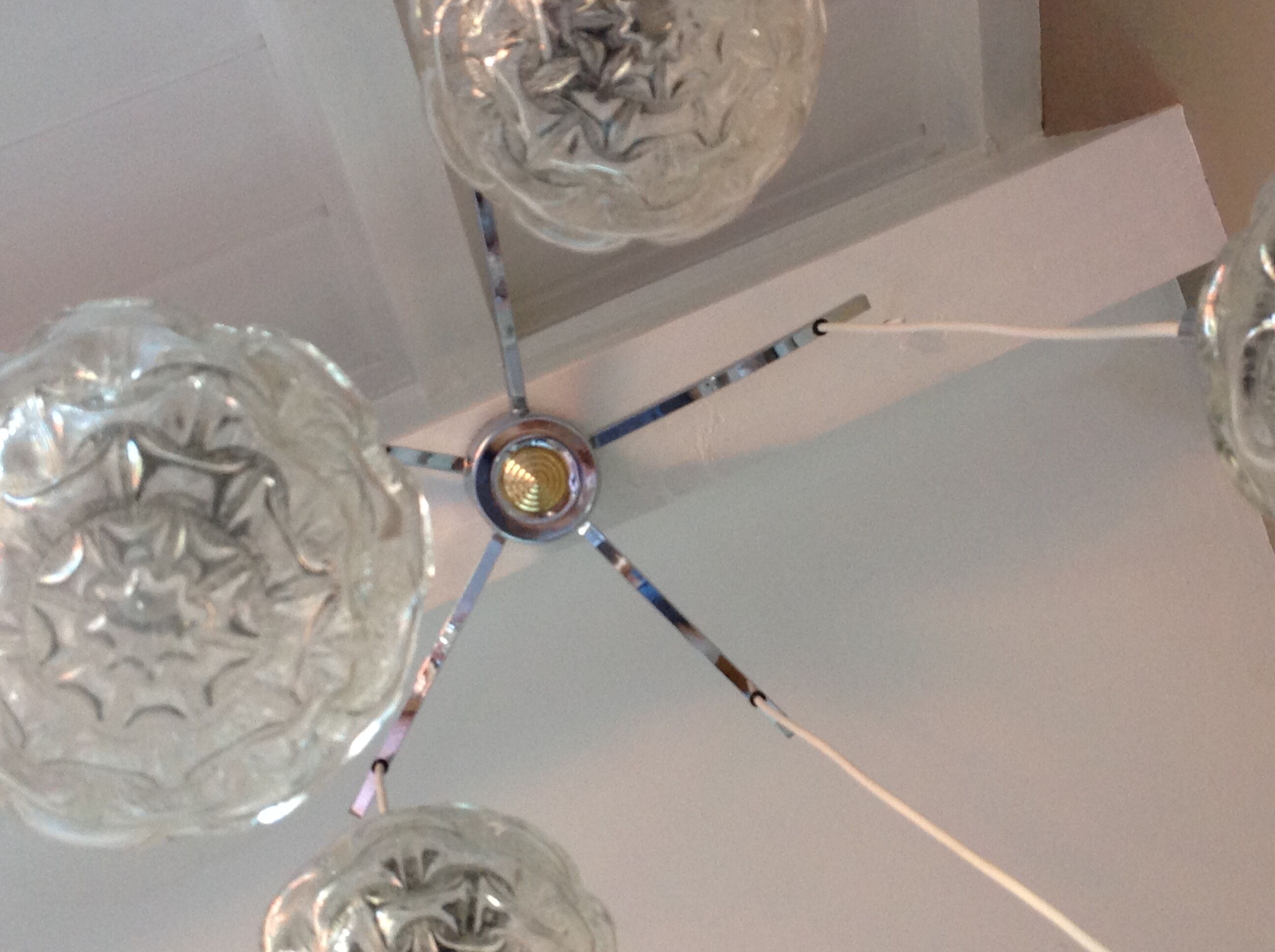 Suspension cascade with five globes and chrome metal / vintag years 60-70