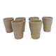 Set of 6 stoneware cups signed Cermer. Beige speckled, matte granular finish.