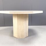 Octogonal italian travertine dining table 1970s