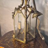 Lantern suspension 3 bronze lights h40x20 with fixing 60 cm good condition