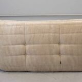 Togo chaise lounge in white corduroy fabric attributed to Michel Ducaroy for Ligne Roset, 1974