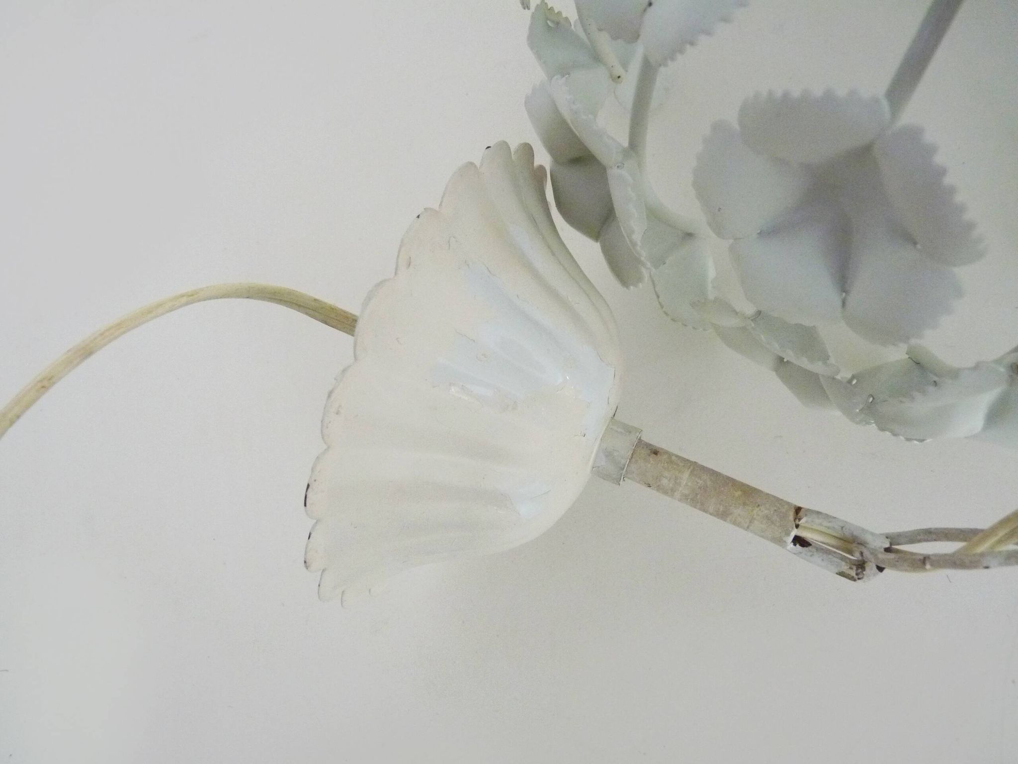 White metal floral pendant light. 1970s