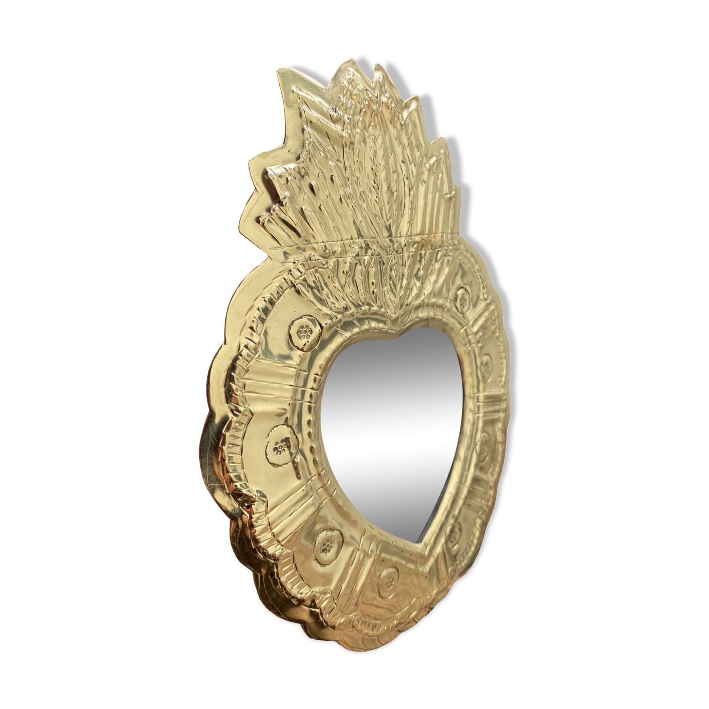 Heart mirror in brass type ex-voto houbbi