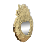 Miroir coeur en laiton type ex-voto houbbi