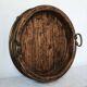 Large antique Italian wooden tray with brass handles.