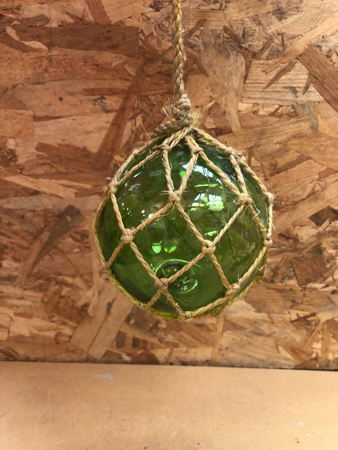 Old Glass Float Marine Ball With Vintage Net