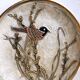 Coupelle  ou vide-poche laiton émaillé décor d'oiseau
