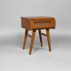 Rattan bedside table with tapered legs - Vintage 1950s 1960s