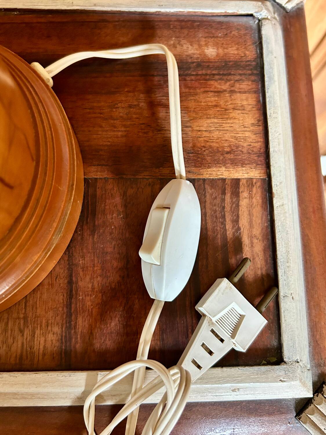 Turned wood base lamp with spun lampshade
