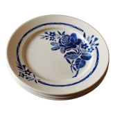 Lot 4 flat plates Badonviller Blue Rose