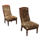 Pair of antique chairs in animal fabric, late 19th century