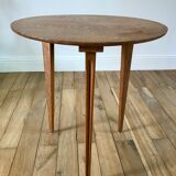 Tripod wood veneer side table 50-60s