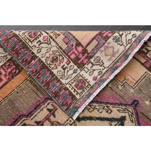 Vintage Turkish Oushak Handmade Wool Cotton Orange Runner Rug 113x317
