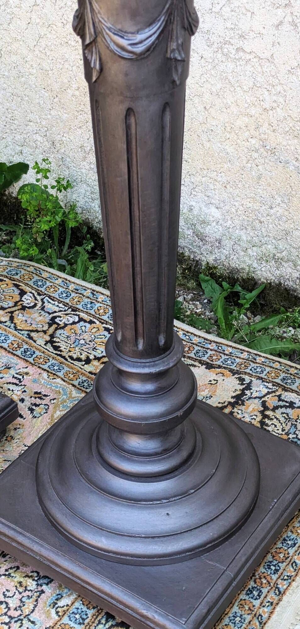 Pair of Grey Painted Wooden Pedestal Columns, Napoleon III Period