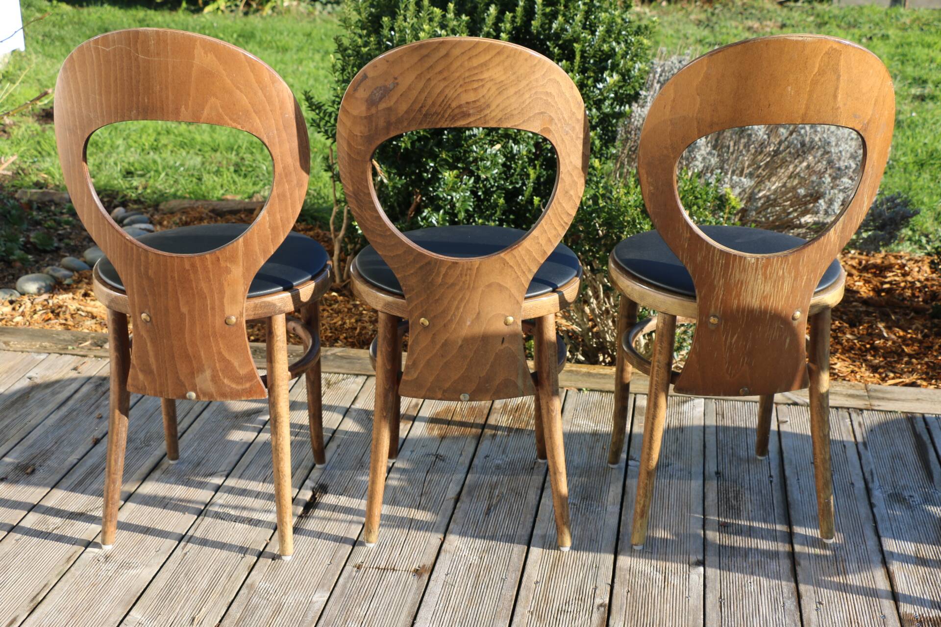 6 BAUMANN seagull chairs dark beech black skai