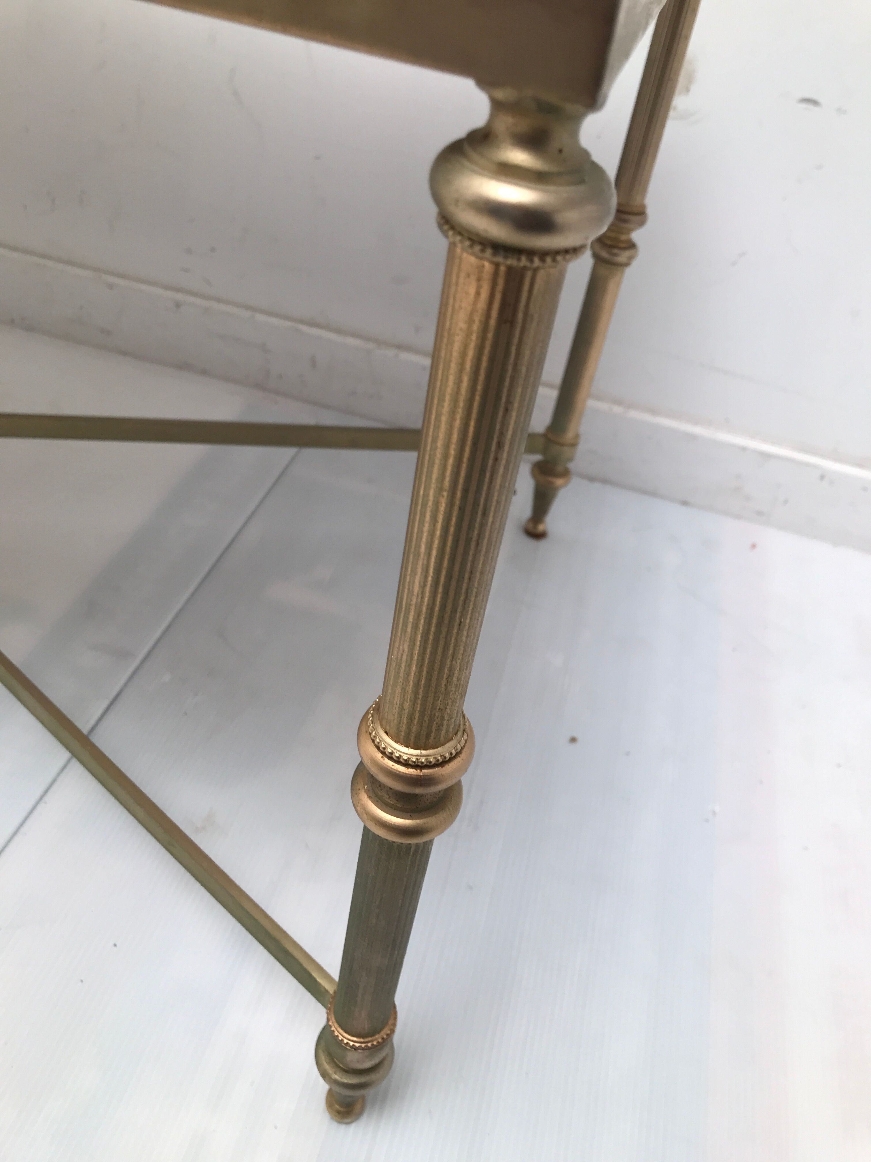 Coffee table with gilded metal base and onyx top from the 60/70
