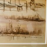 Watercolor signed gaston belmon