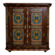 Armoire Alsacienne à décor floral peint polychrome – style Louis XIV – XIXème s.