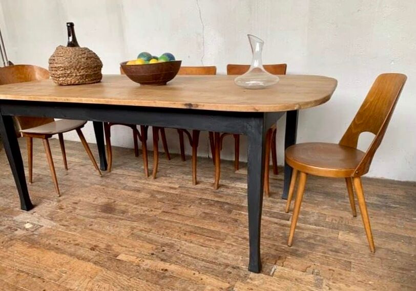 Solid wooden farm table length 204 cm