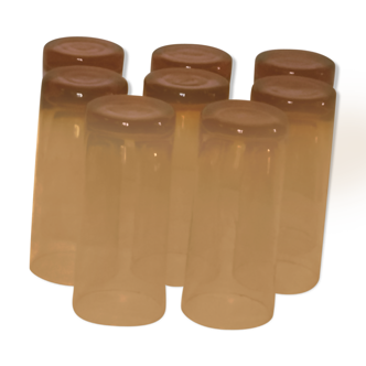 Lot of 8 amber glasses