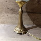 Lampe de table rétro chic bronze, globe à volant, vintage upcyclé