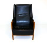 Patinated leather armchair, Sweden, 1960