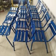 14 blue metal bistro chairs