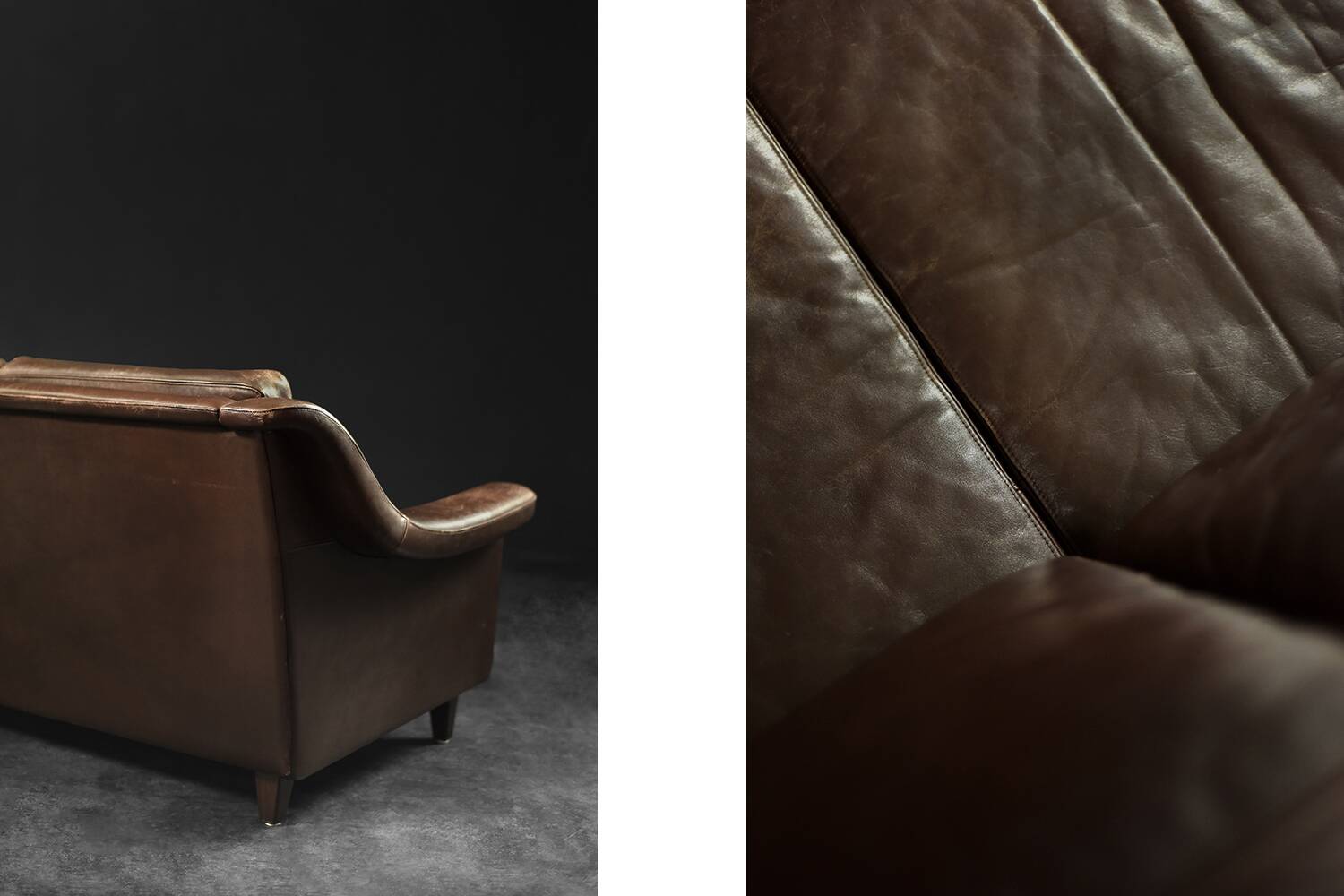 Vintage Mid-Century Scandinavian Danish Modern Brown Leather 3-Seater Sofa, 1970s