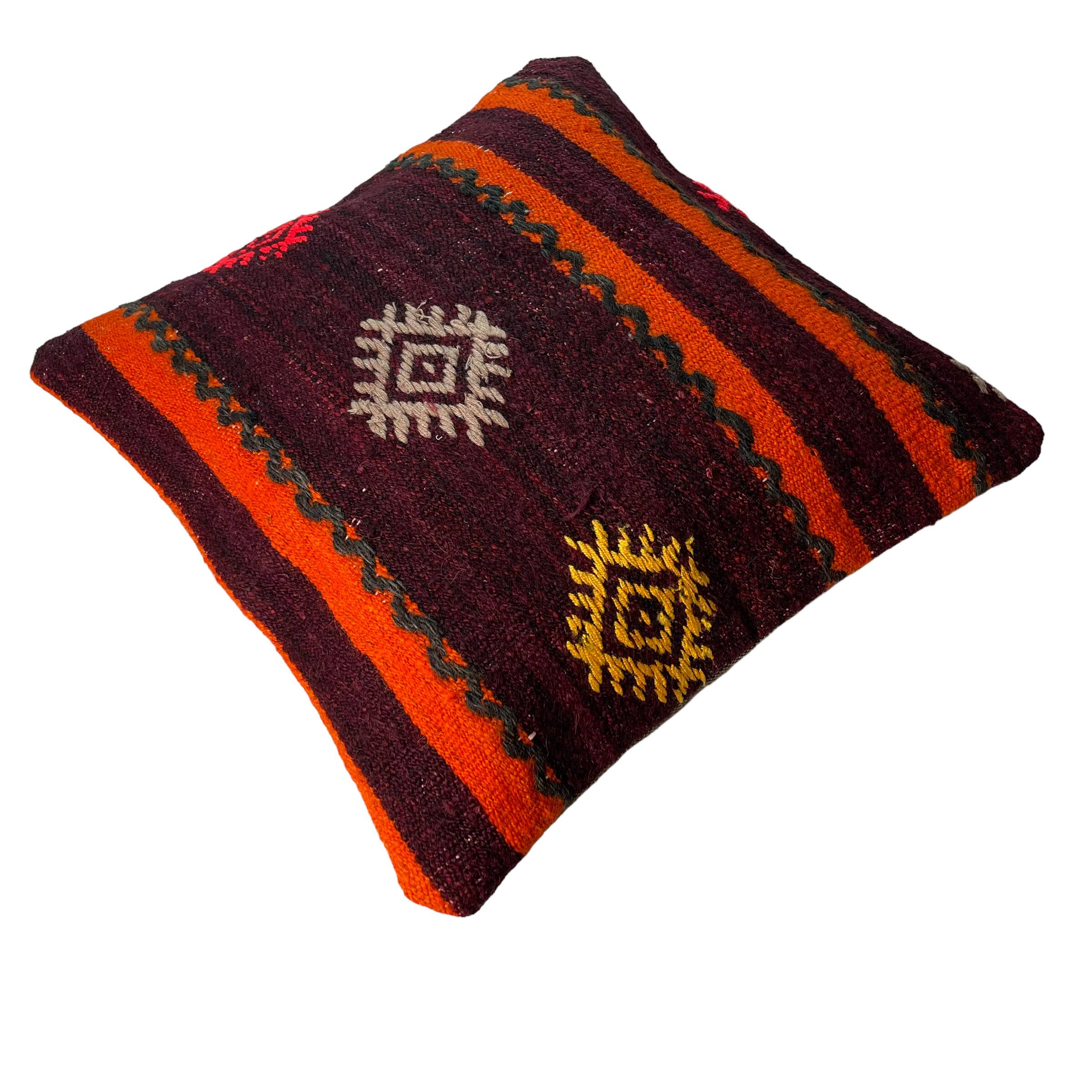 Housse de coussin kilim turc vintage, 40 x 40 cm